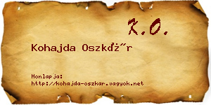 Kohajda Oszkár névjegykártya